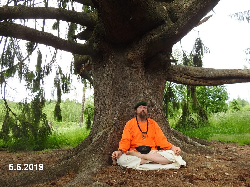 Tři smrky u Ruprechtova - meditace. Foto: Marek Gyaneshwarpuri, samospoušť 2019.